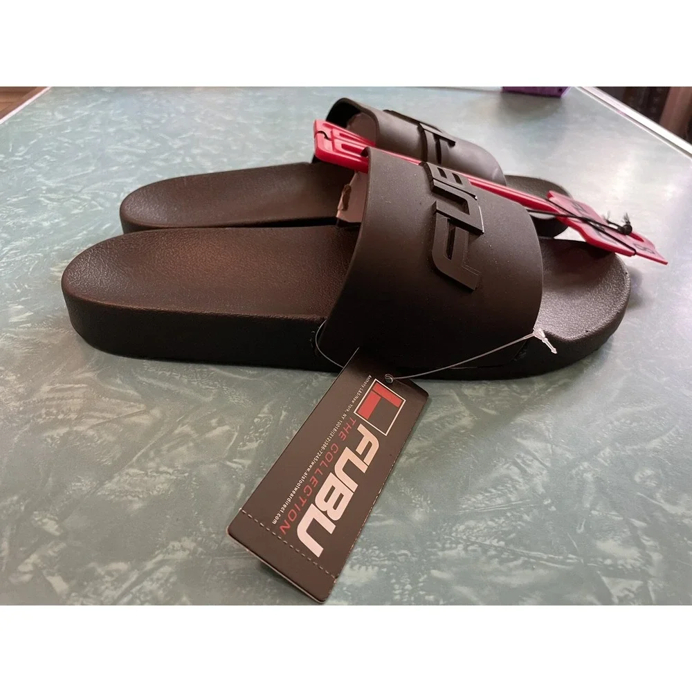 Fubu Mens Athletic Sport Cushion Court Slide Sandals Black Size 8 NEW With Tags